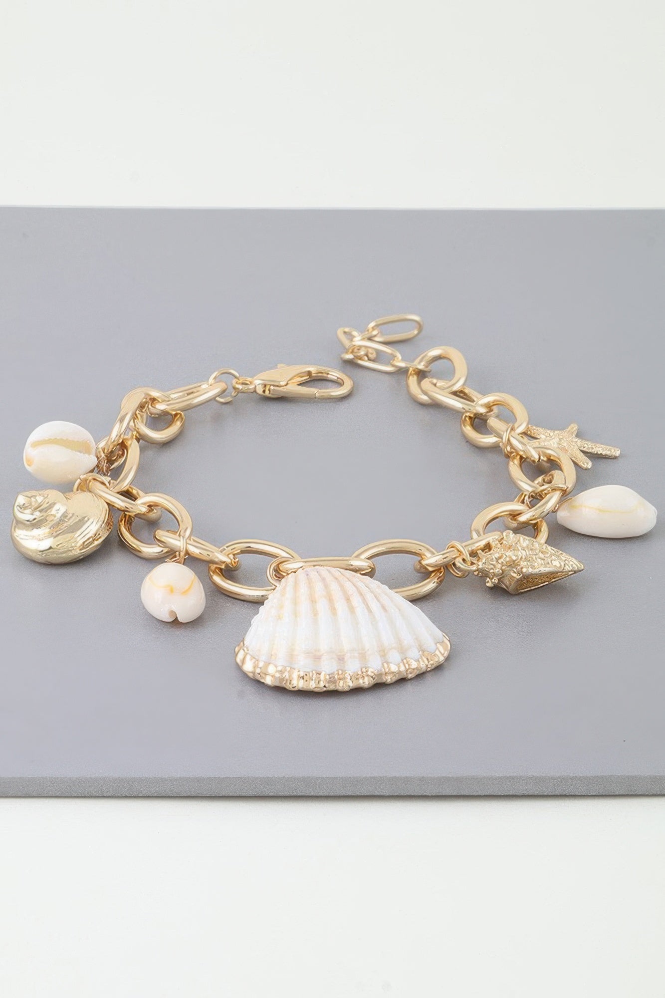 Multi Seashell Charm Chain Bracelet