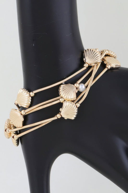 Multi Seashell Coil Bracelet