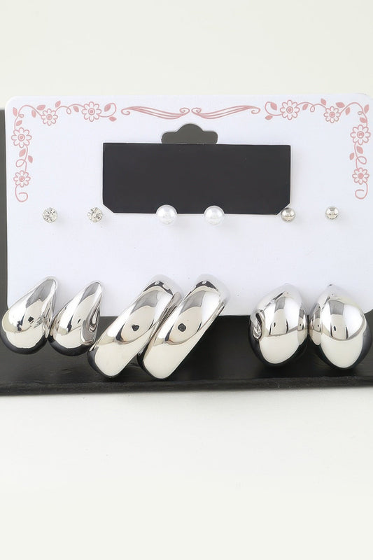 Multi Shiny Modern Hoop Earrings Set