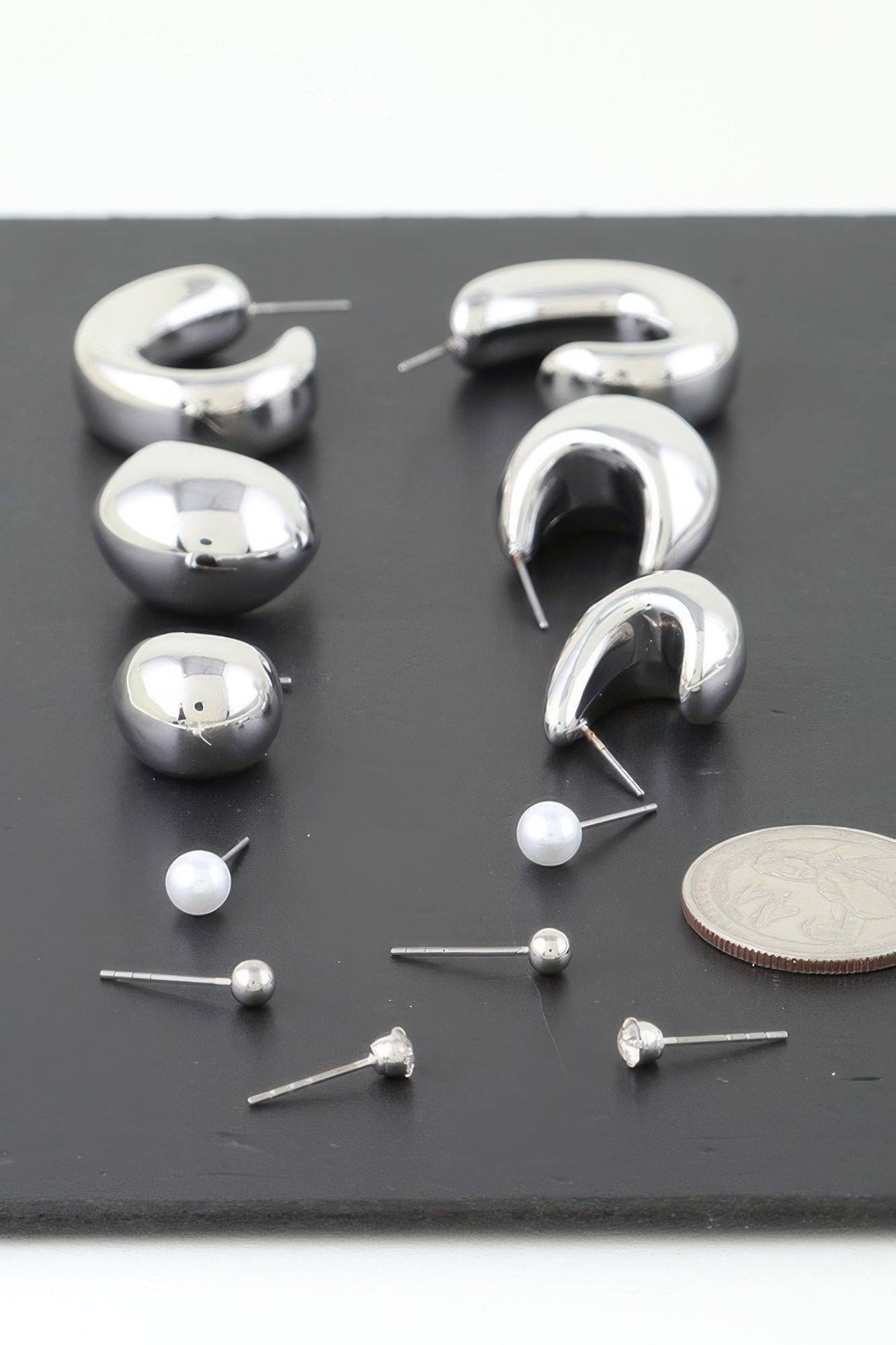 Multi Shiny Modern Hoop Earrings Set
