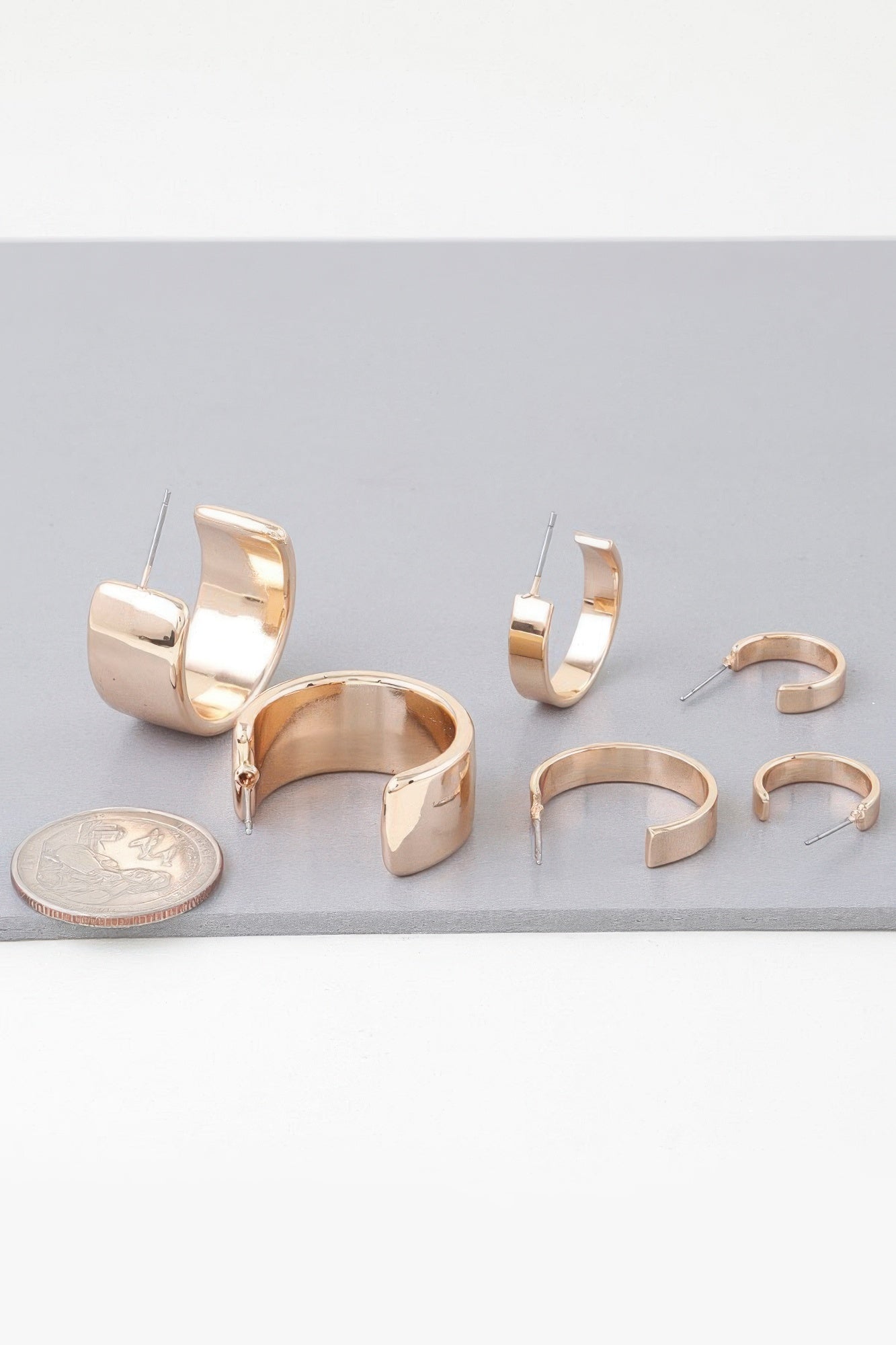 Multi Shiny Modern Hoop Earrings Set