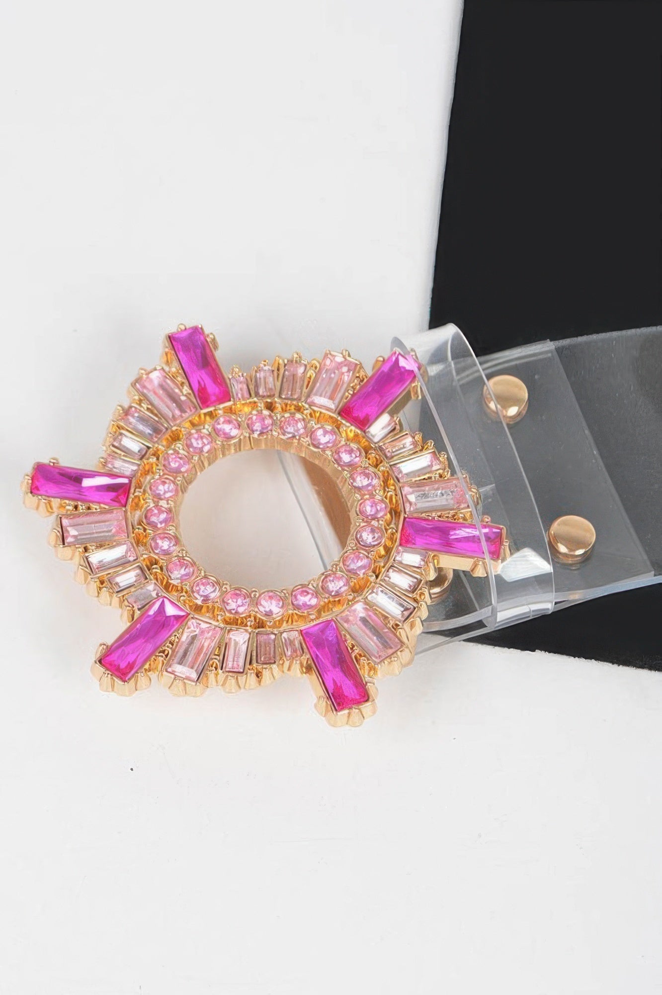 Multi Stone Buckle Clear Belt