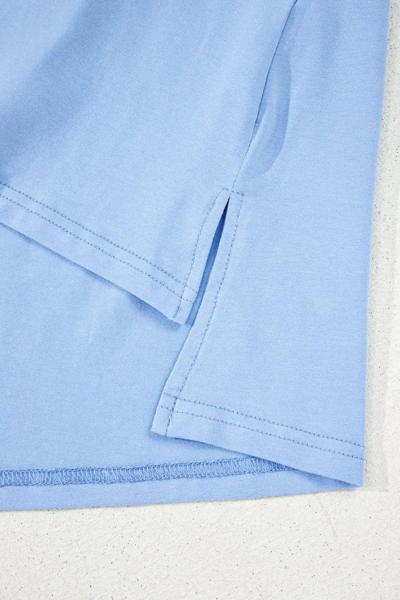 Activewear Love Salve Blue Hi-Low T-Shirt Women's Daily Casual Top - Comfy Fit, Summer Style