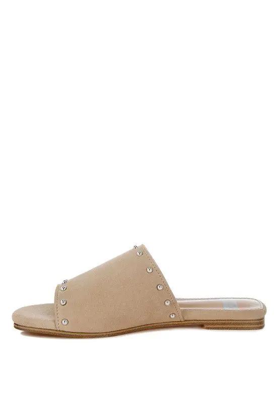 Shoes Rag Company Odalia Soft Suede Leather Studded Flats for Women