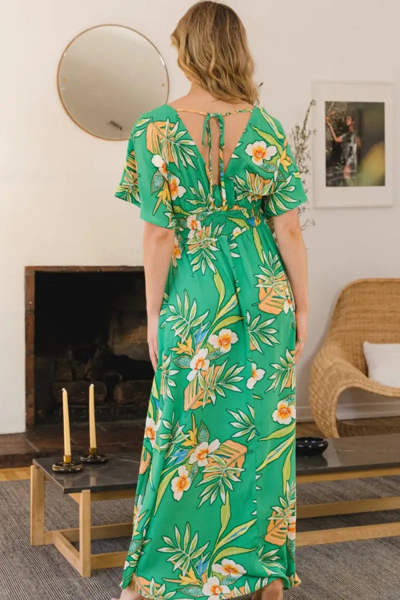 Dresses Trendsi Floral Smocked Maxi Dress Women's Summer Casual Dress Tied Back, Flowy