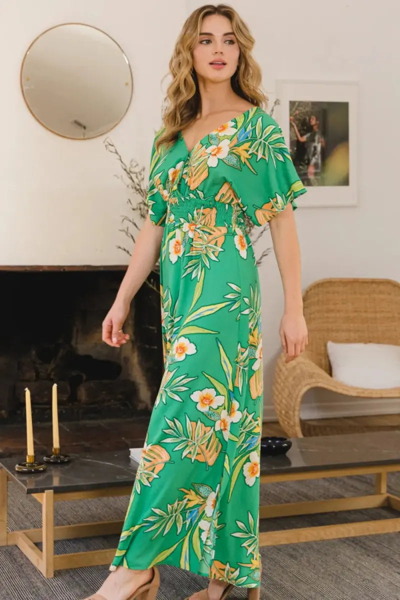 Dresses Trendsi Floral Smocked Maxi Dress Women's Summer Casual Dress Tied Back, Flowy