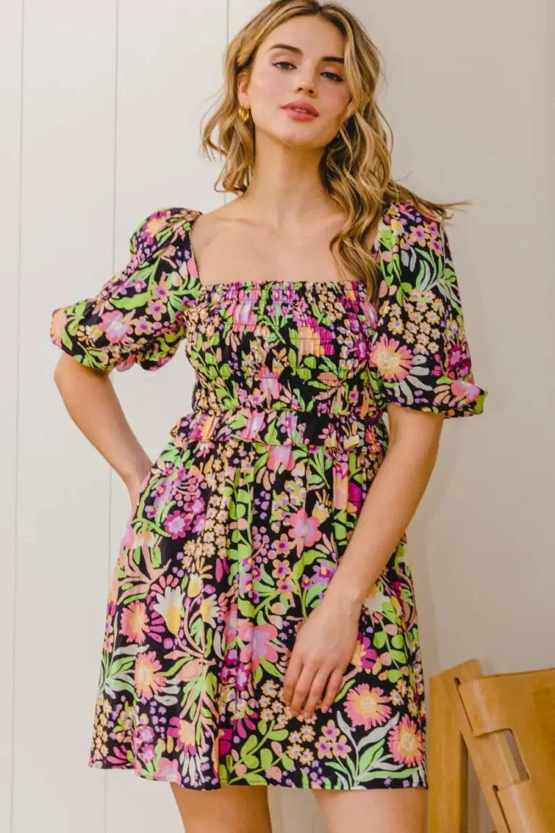 Dresses Trendsi Floral Mini Dress Women's Summer Casual Tie-Back Cute Dress