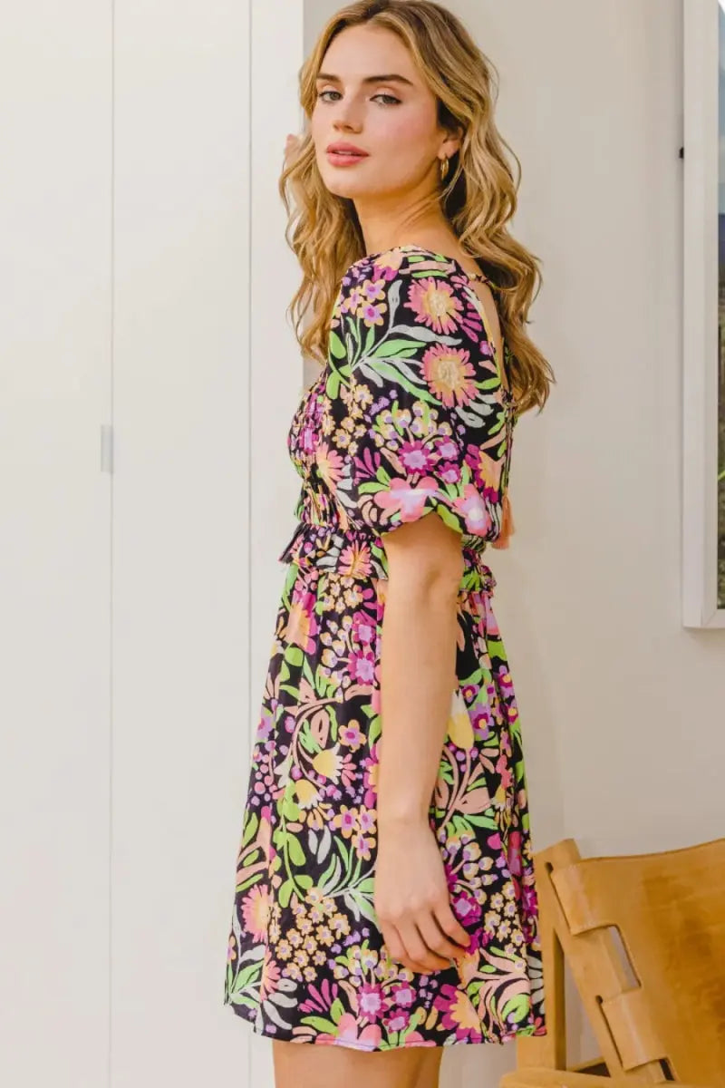 Dresses Trendsi Floral Mini Dress Women's Summer Casual Tie-Back Cute Dress