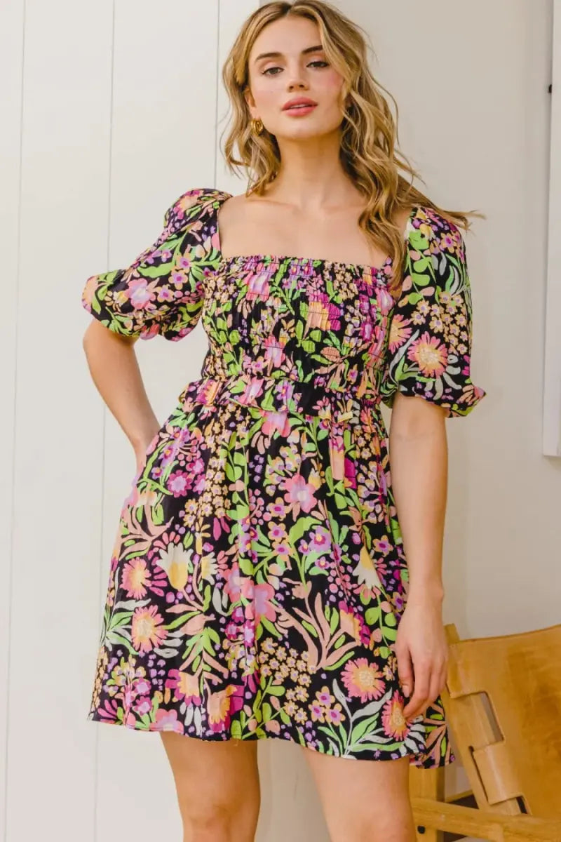 Dresses Trendsi Floral Mini Dress Women's Summer Casual Tie-Back Cute Dress