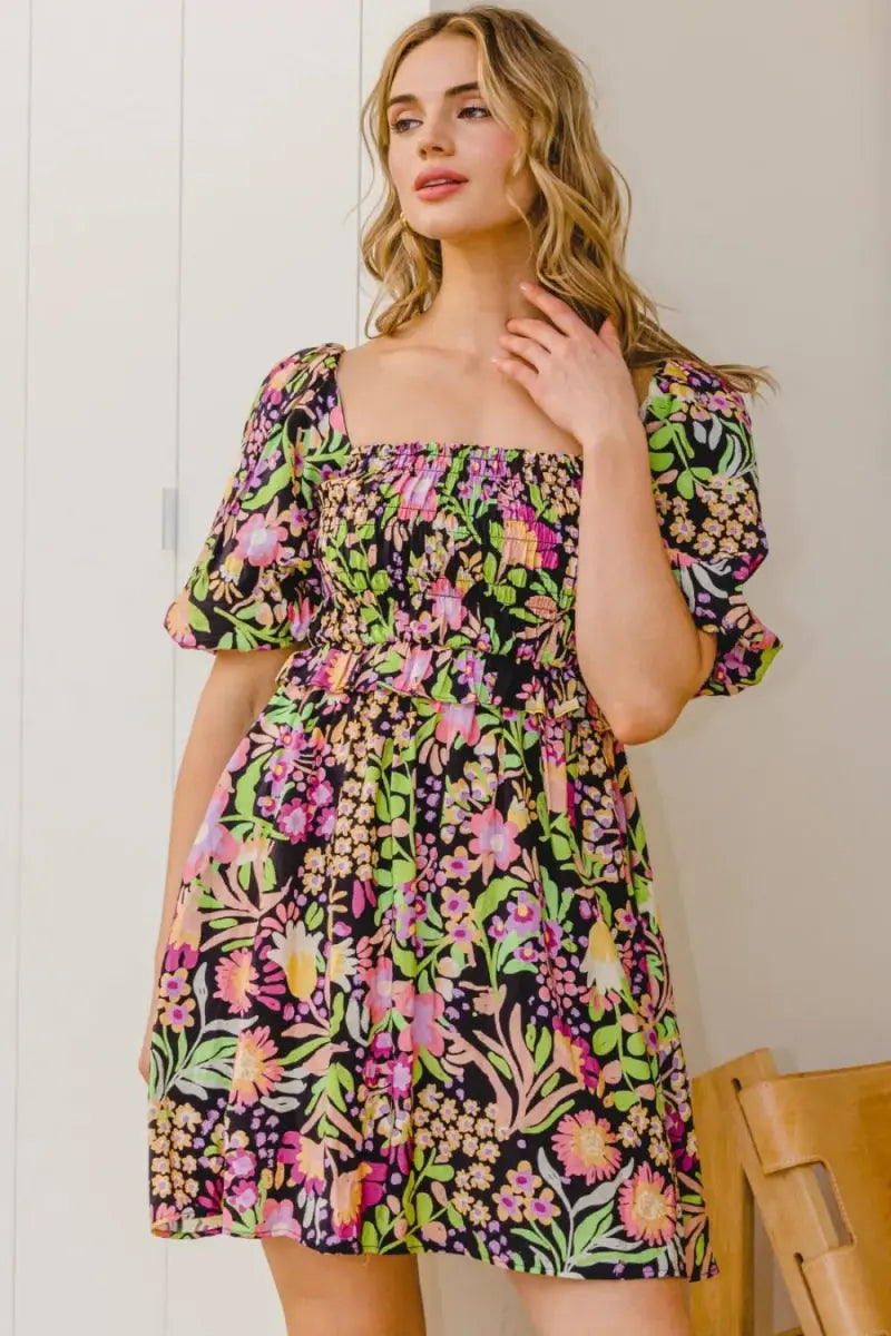 Dresses Trendsi Floral Mini Dress Women's Summer Casual Tie-Back Cute Dress