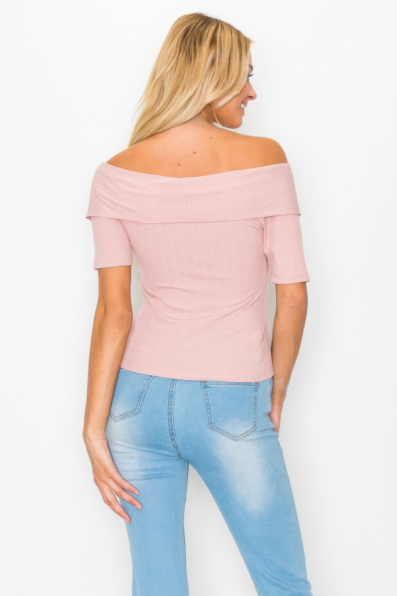 Off The Shoulder Crisscross Ribbed Top