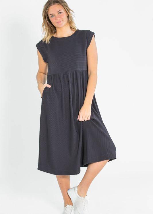 Olivia A-line Solid Midi Dress