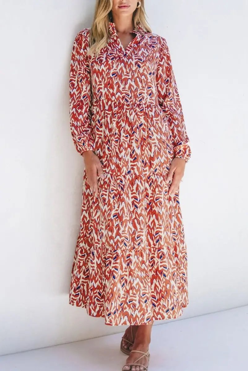 Women's Orange Midi Dress | Love Salve V-Neck