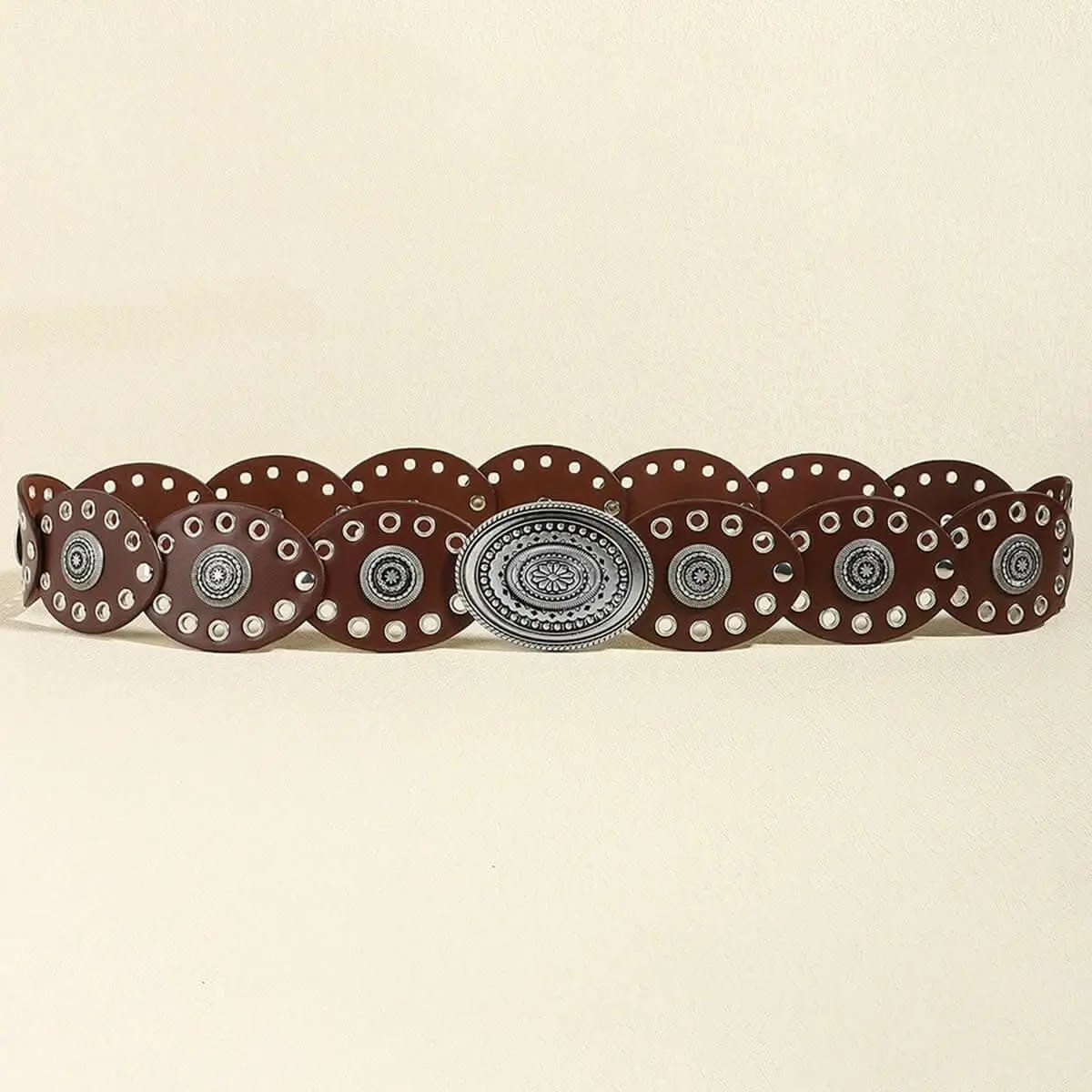Trendsi Leather Belt Oval Buckle Burnt Umber