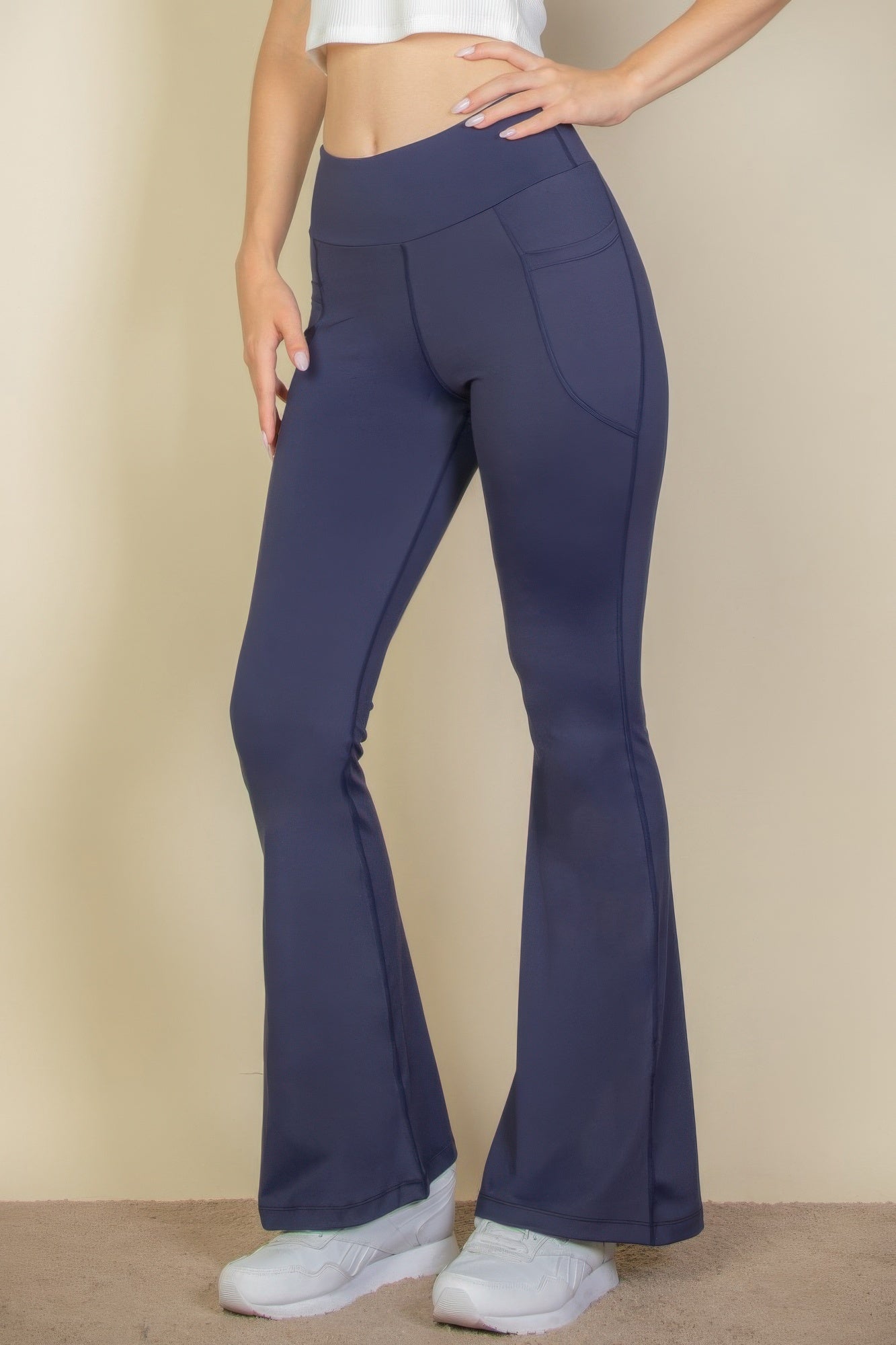High Waist Side Pocket Flare Leggings