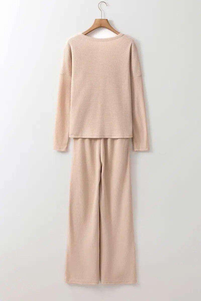 Love Salve Parchment Lounge Set Women's Home Wear Knit Top & Pants - Comfy!