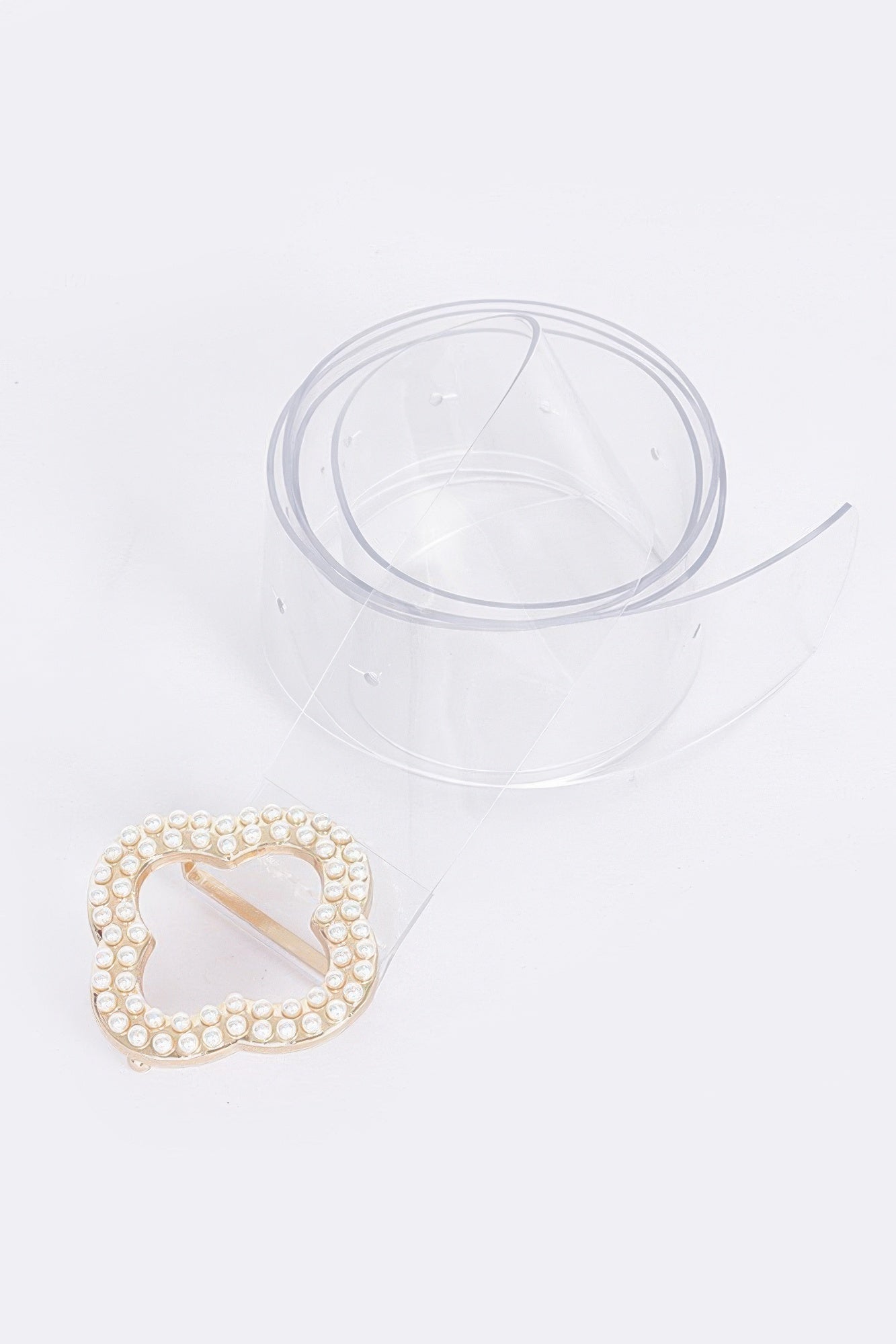 Pearl Metal Buckle Clear Belt