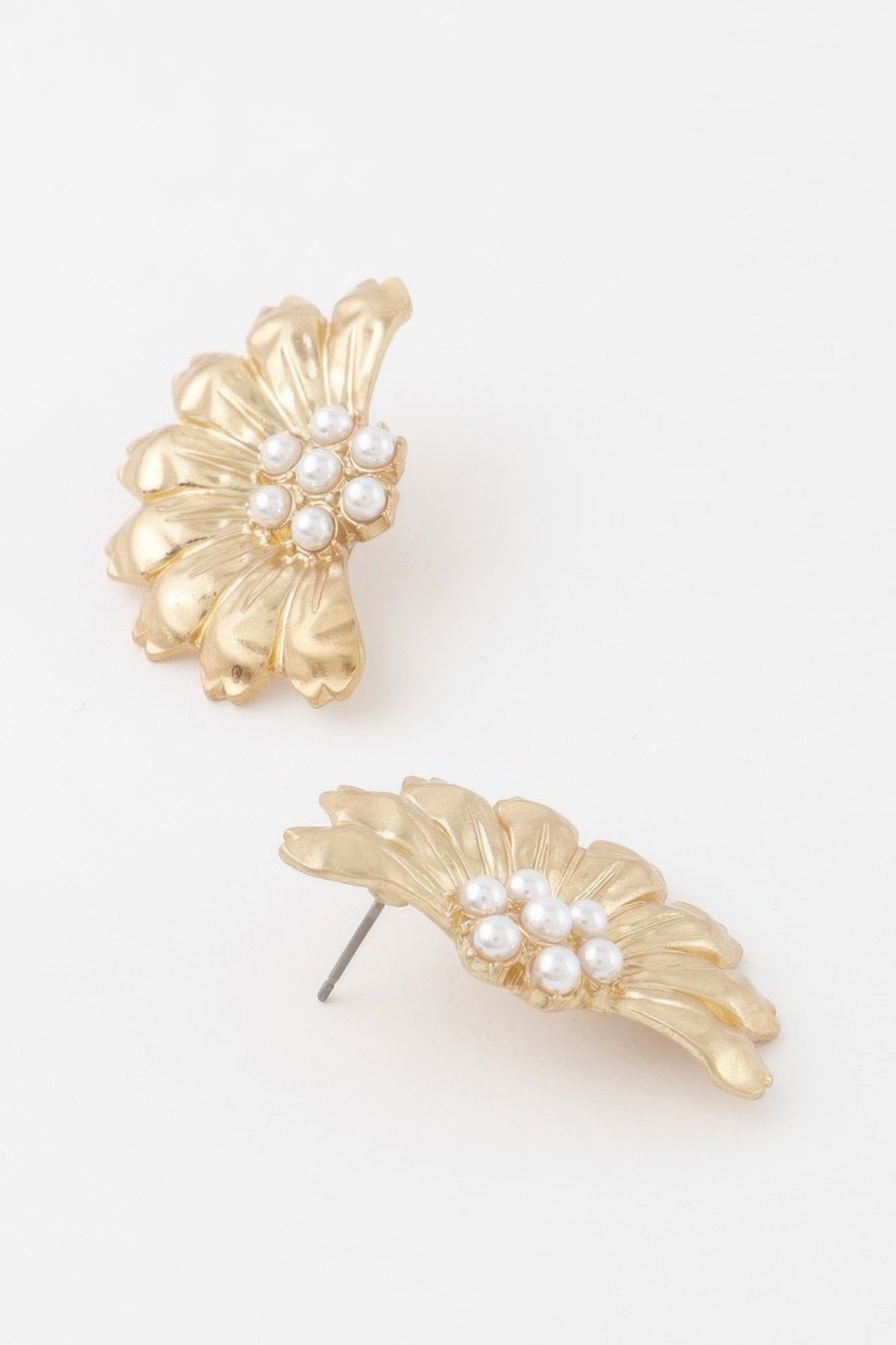 Pearled Half Flower Earrings