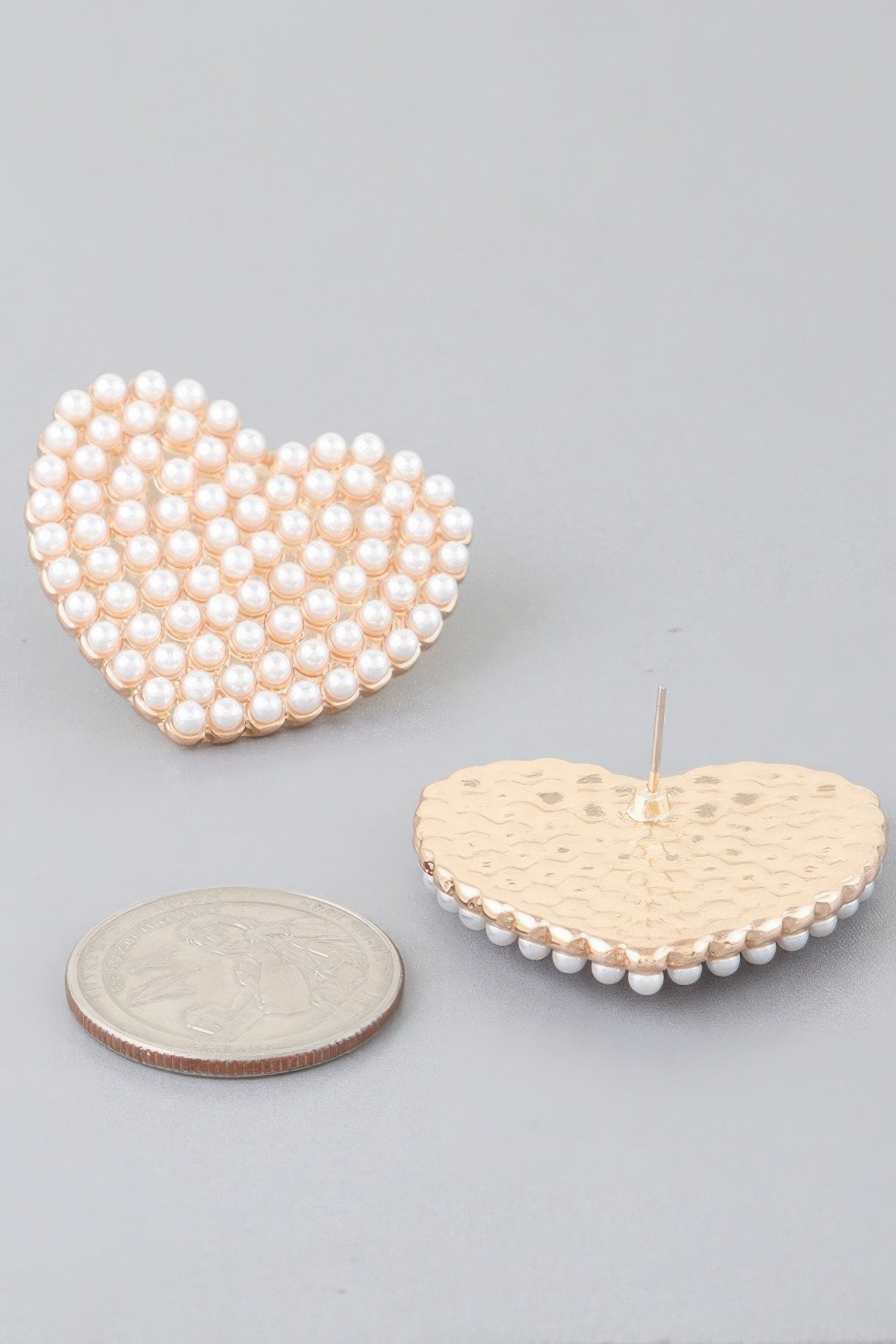 Pearled Heart Stud Earrings