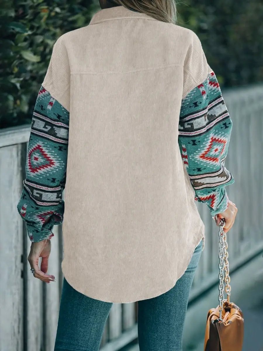 Geometric Shacket with Pockets | Trendsi Soft Casual