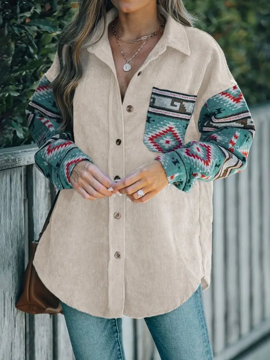 Geometric Shacket with Pockets | Trendsi Soft Casual