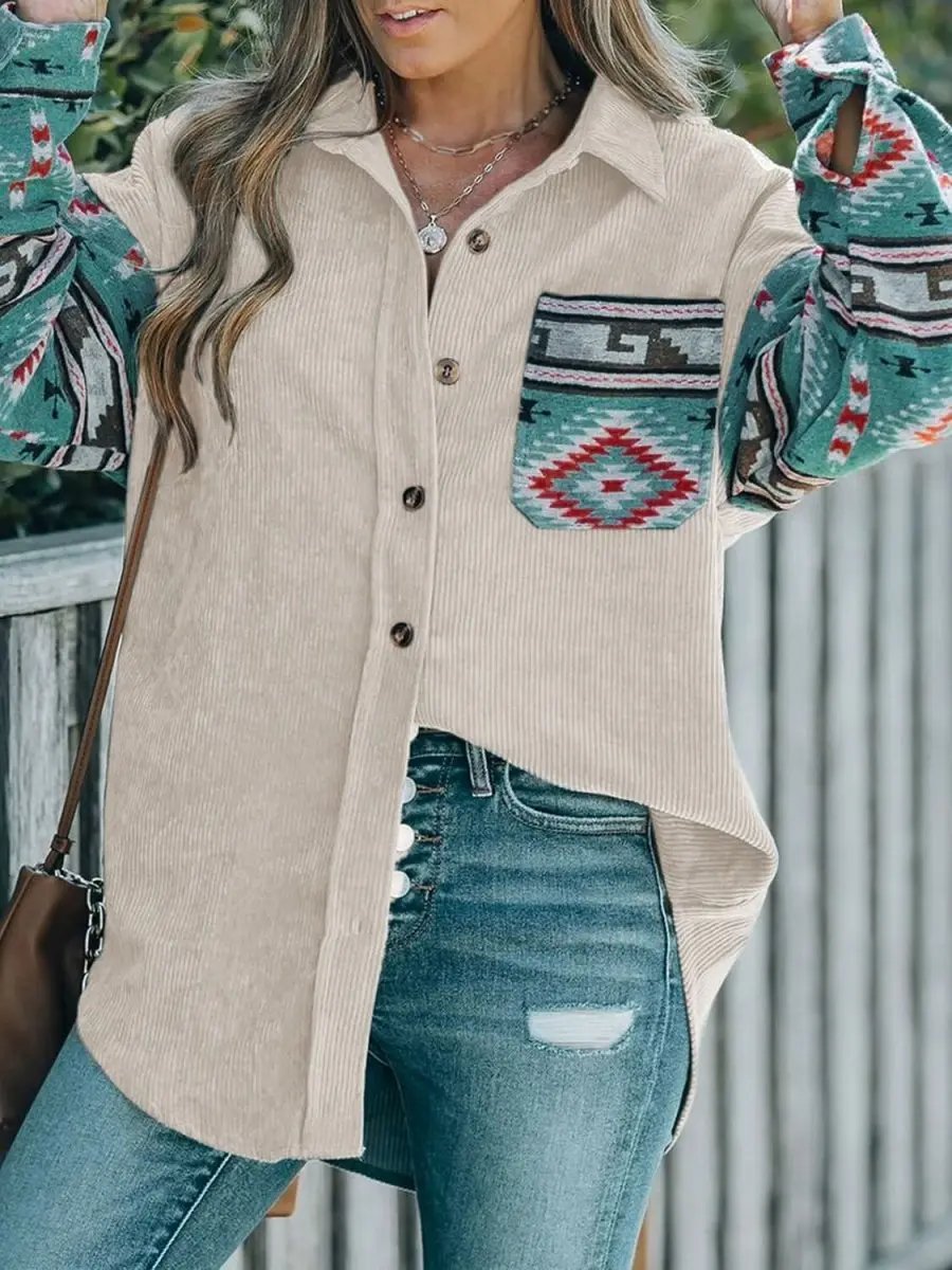 Geometric Shacket with Pockets | Trendsi Soft Casual