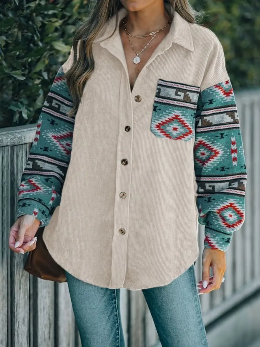 Geometric Shacket with Pockets | Trendsi Soft Casual