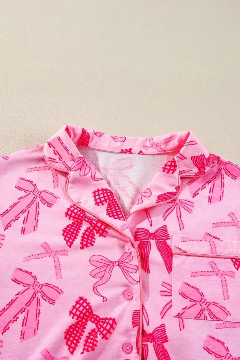 Pants Love Salve Pink Bow Pajama Set Women's Loungewear Cute, Soft Sleepwear