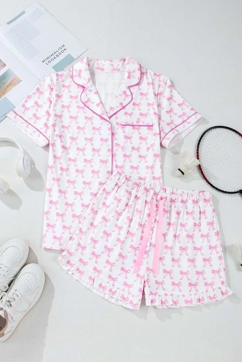 Women's Pink Bowknot Pajama Set | Love Salve