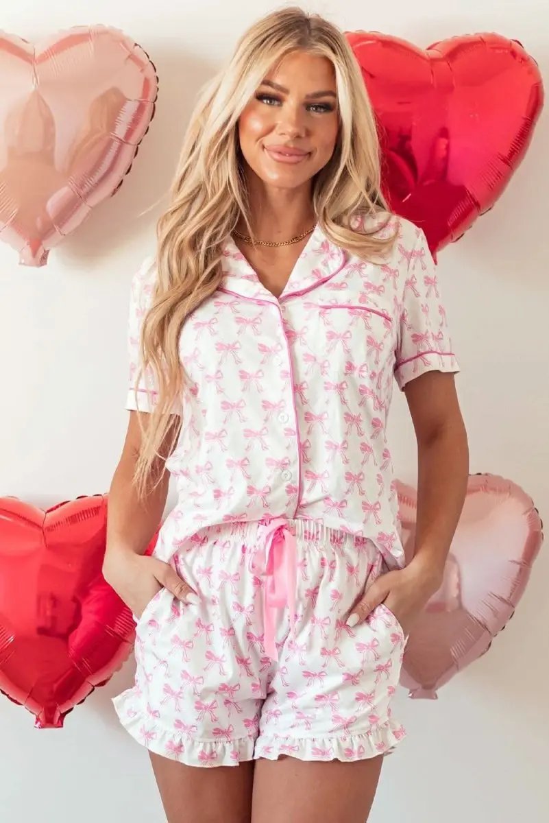 Women's Pink Bowknot Pajama Set | Love Salve