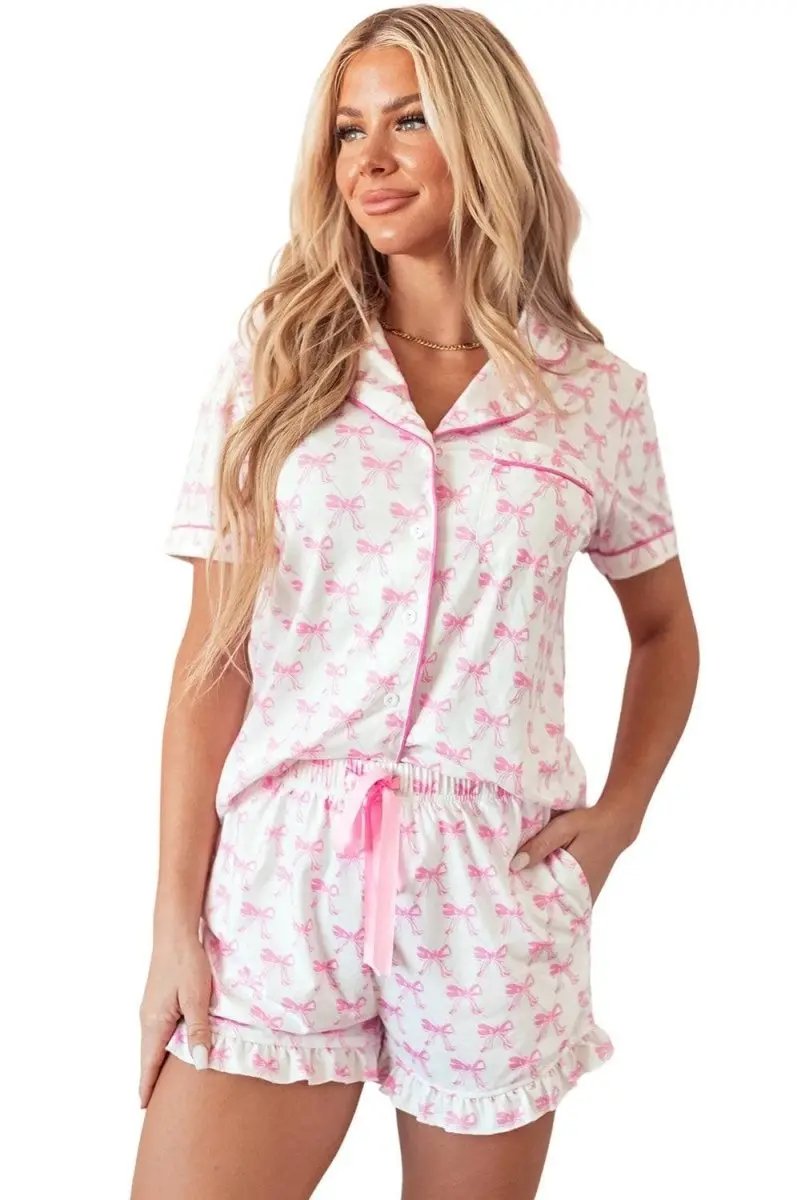 Women's Pink Bowknot Pajama Set | Love Salve