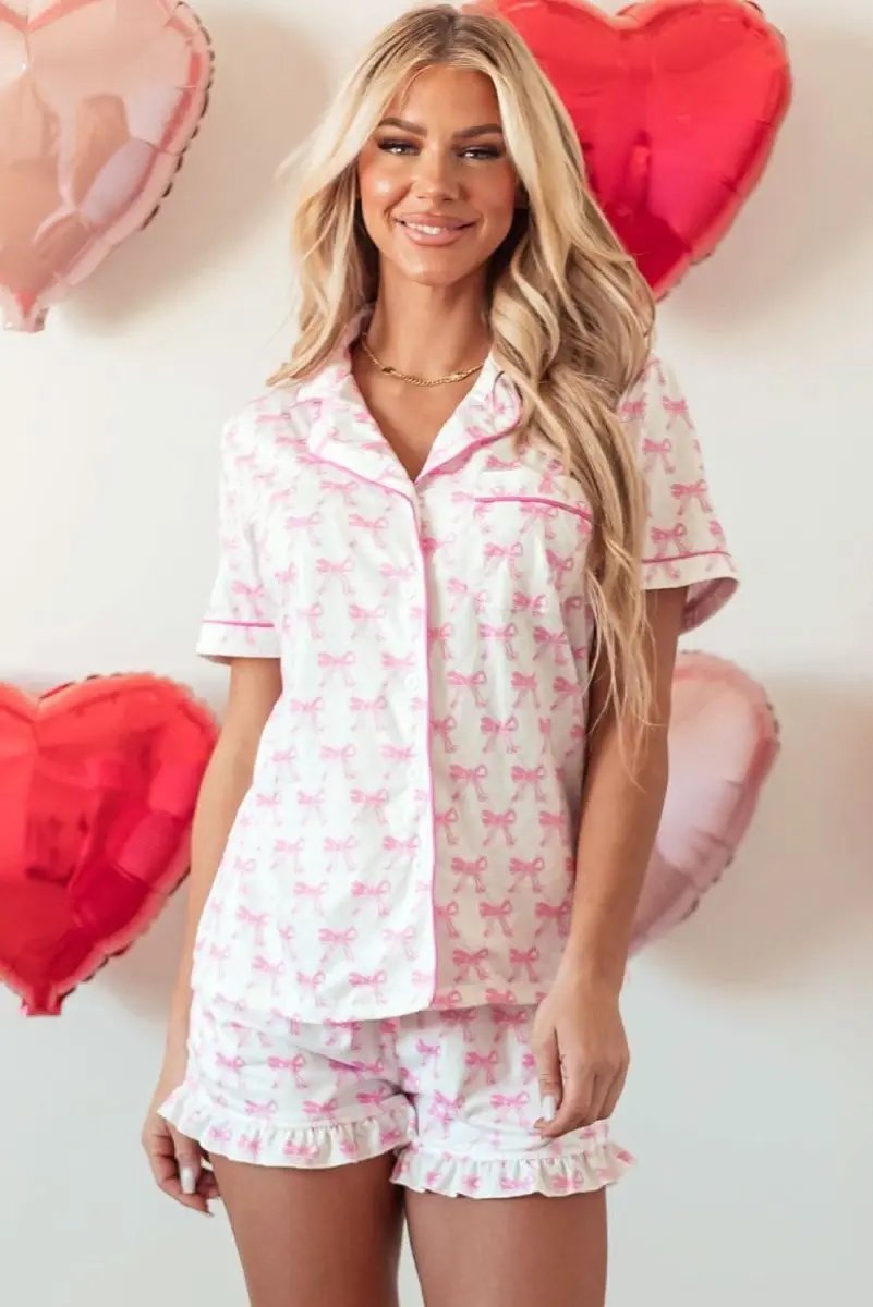 Women's Pink Bowknot Pajama Set | Love Salve