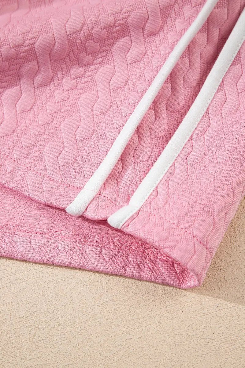 Dresses Love Salve Pink Textured Set Women's Daily Casual Tee & Skirt Set - Cute & Comfy