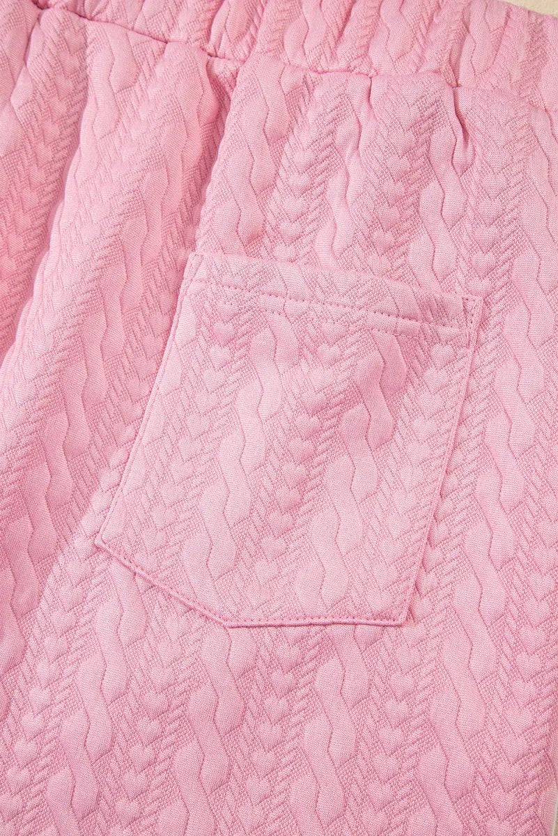 Dresses Love Salve Pink Textured Set Women's Daily Casual Tee & Skirt Set - Cute & Comfy