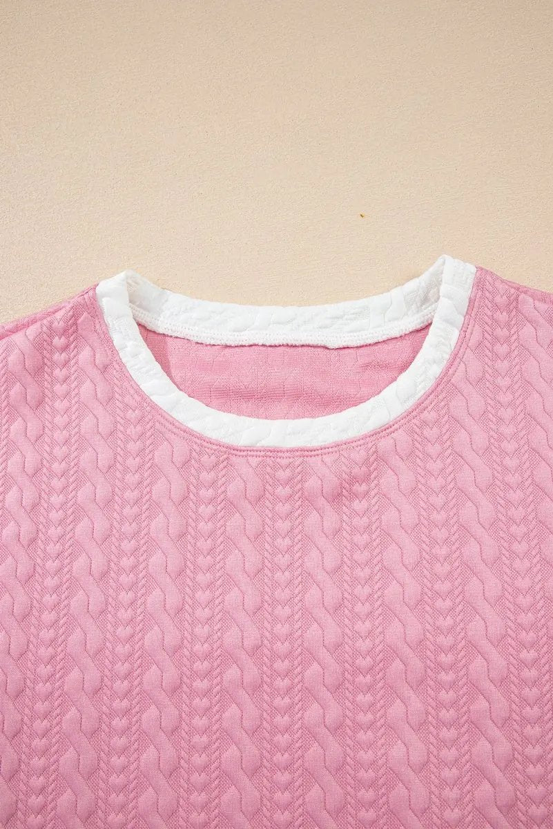 Dresses Love Salve Pink Textured Set Women's Daily Casual Tee & Skirt Set - Cute & Comfy