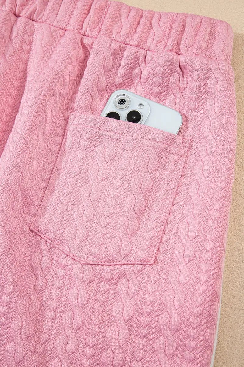 Dresses Love Salve Pink Textured Set Women's Daily Casual Tee & Skirt Set - Cute & Comfy