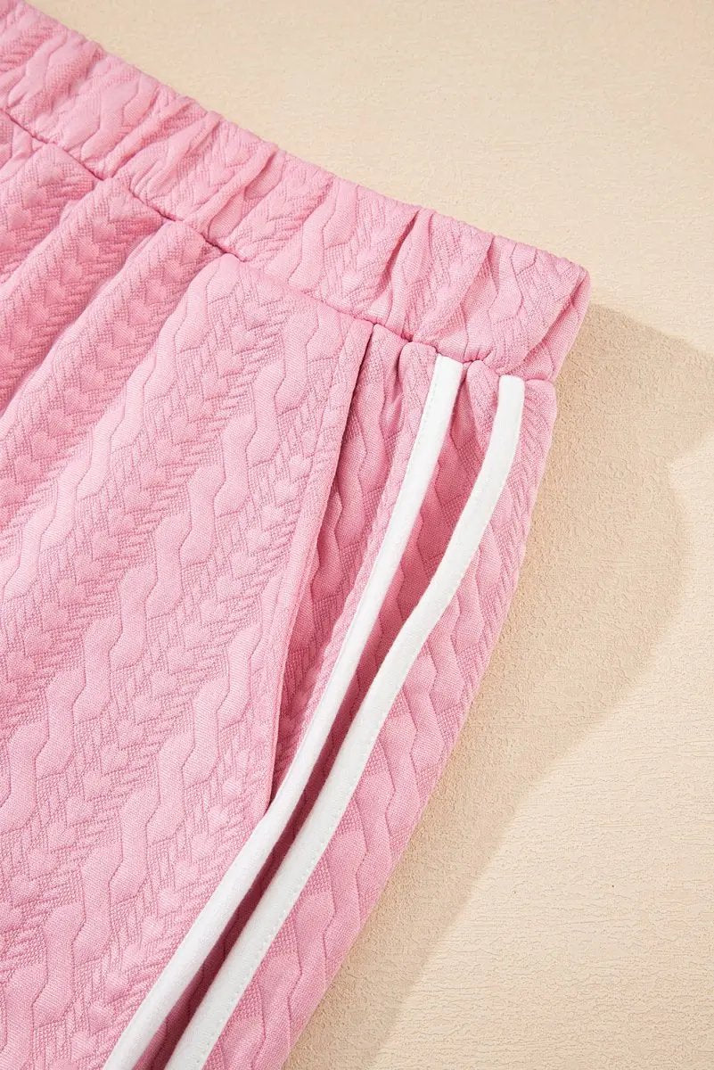 Dresses Love Salve Pink Textured Set Women's Daily Casual Tee & Skirt Set - Cute & Comfy