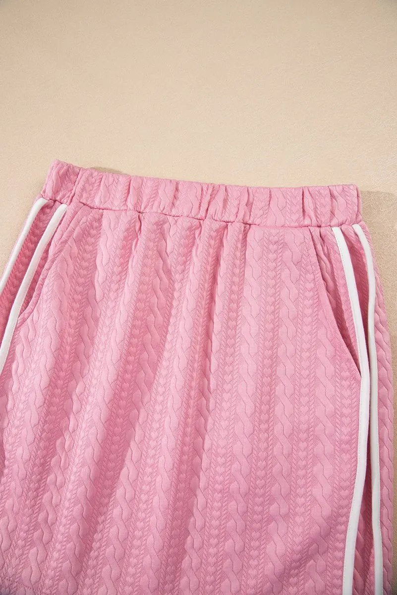Dresses Love Salve Pink Textured Set Women's Daily Casual Tee & Skirt Set - Cute & Comfy