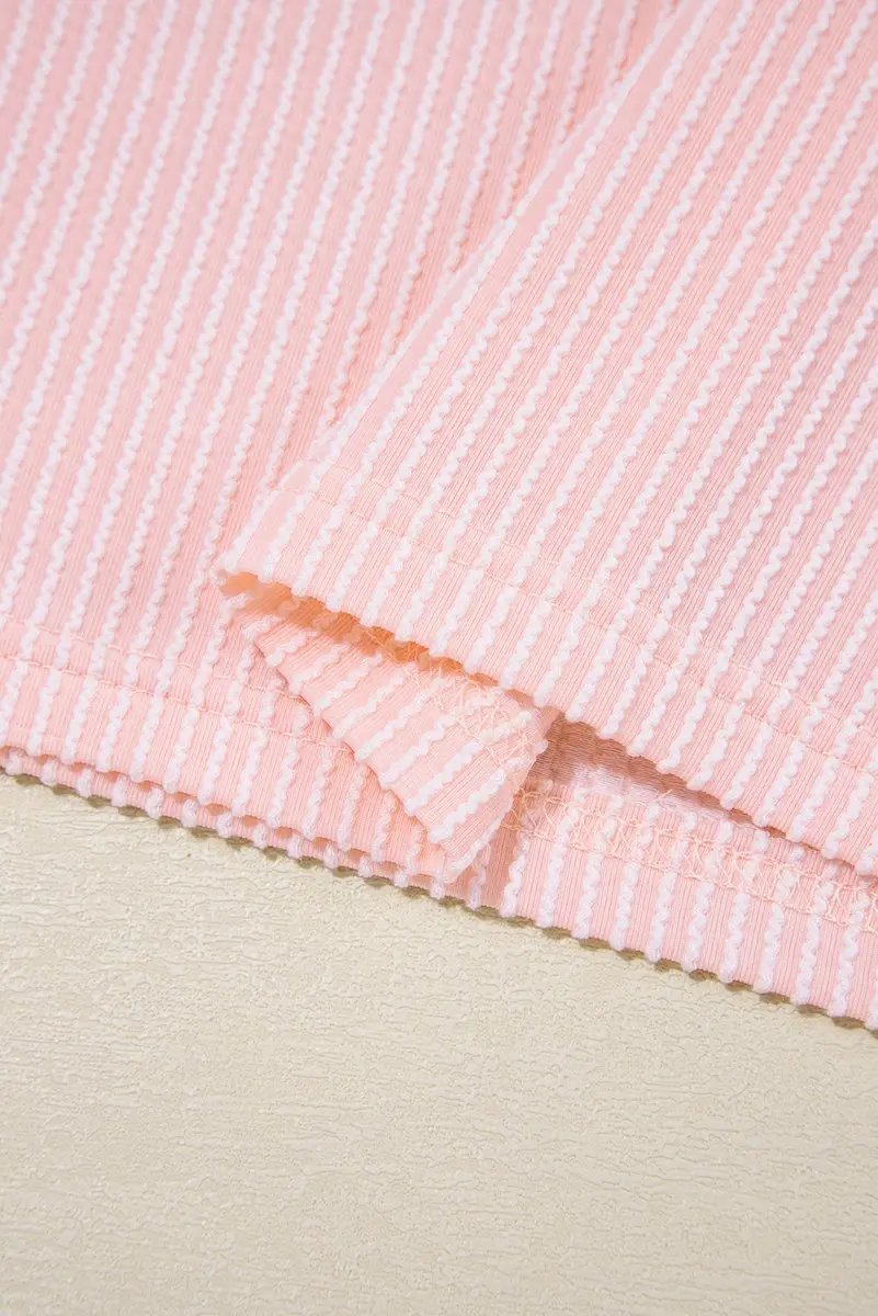 T-Shirts Love Salve Pink Corded Knit Women's Color Block Tee - Casual Summer Top