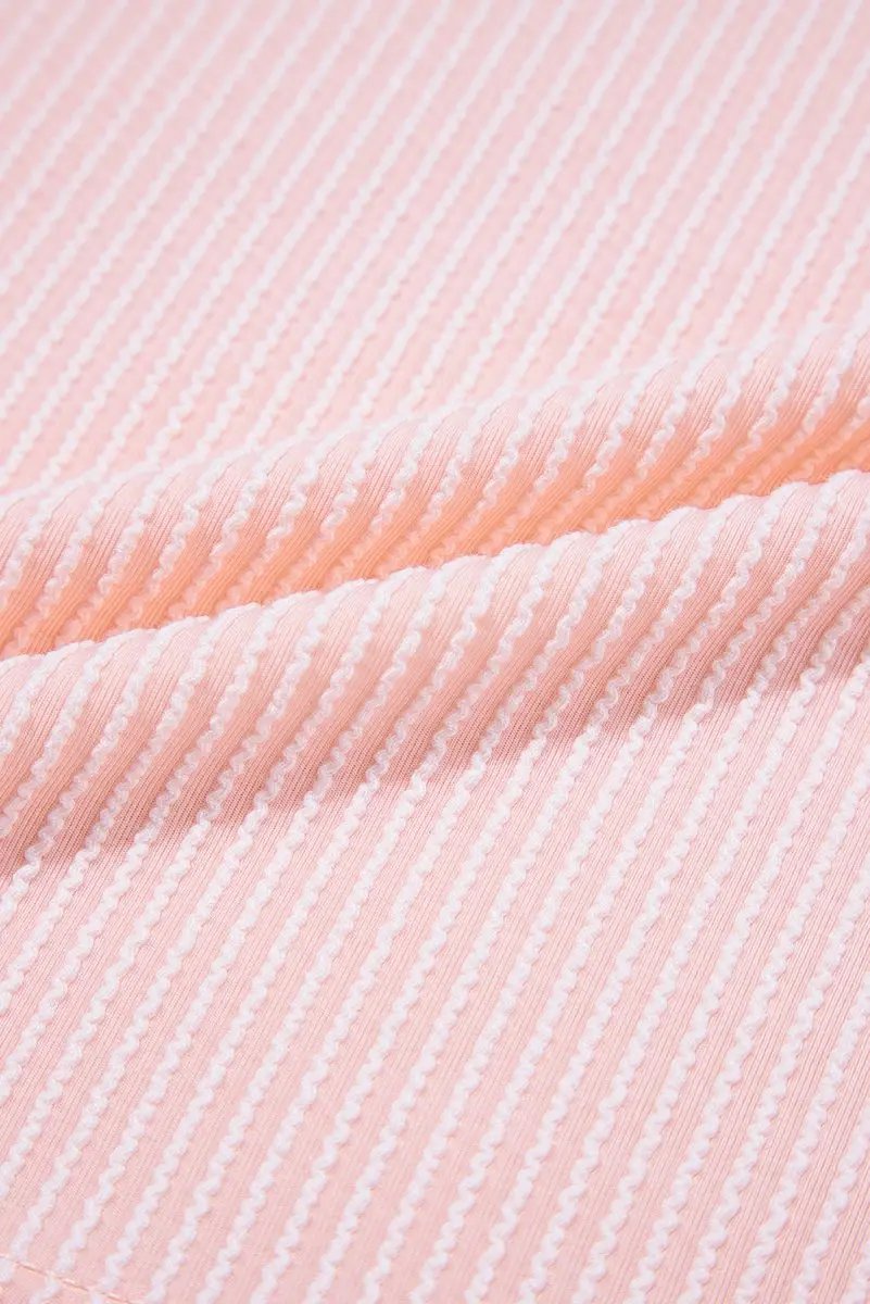T-Shirts Love Salve Pink Corded Knit Women's Color Block Tee - Casual Summer Top