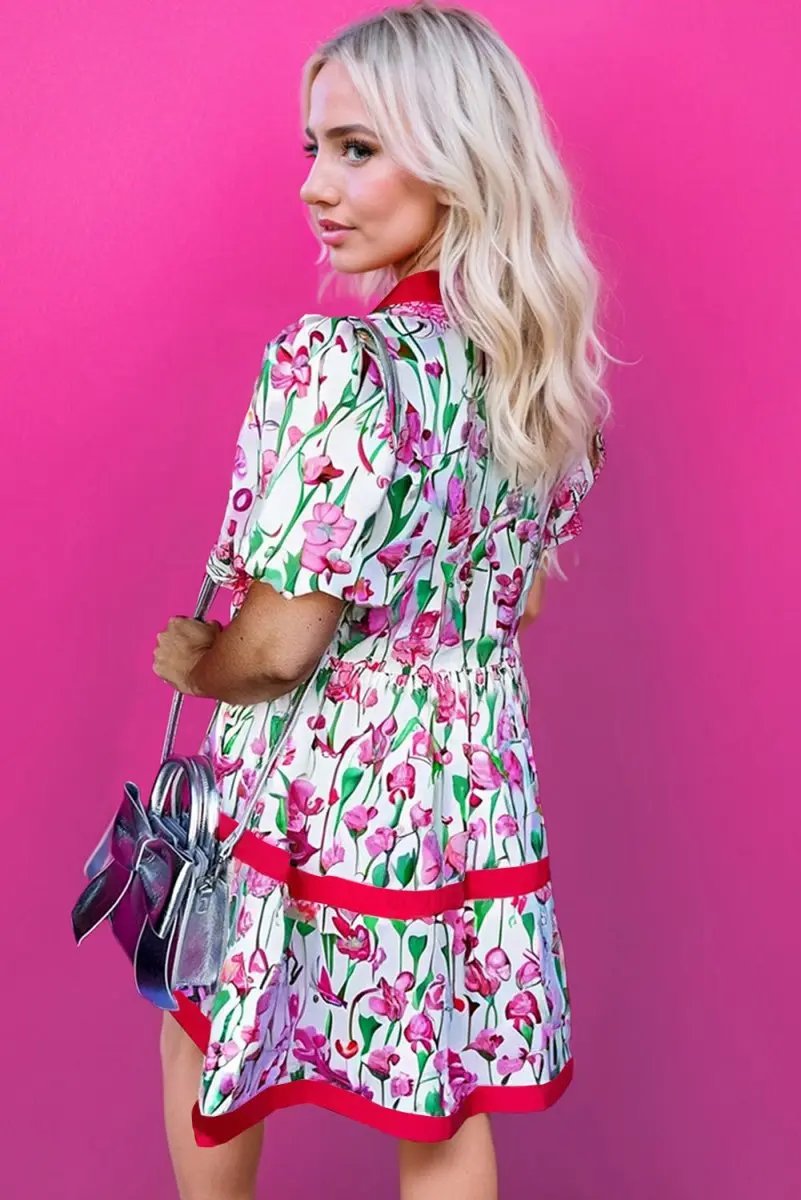 Jackets Love Salve Pink Floral Babydoll Dress Women's Summer Casual V Neck Cute