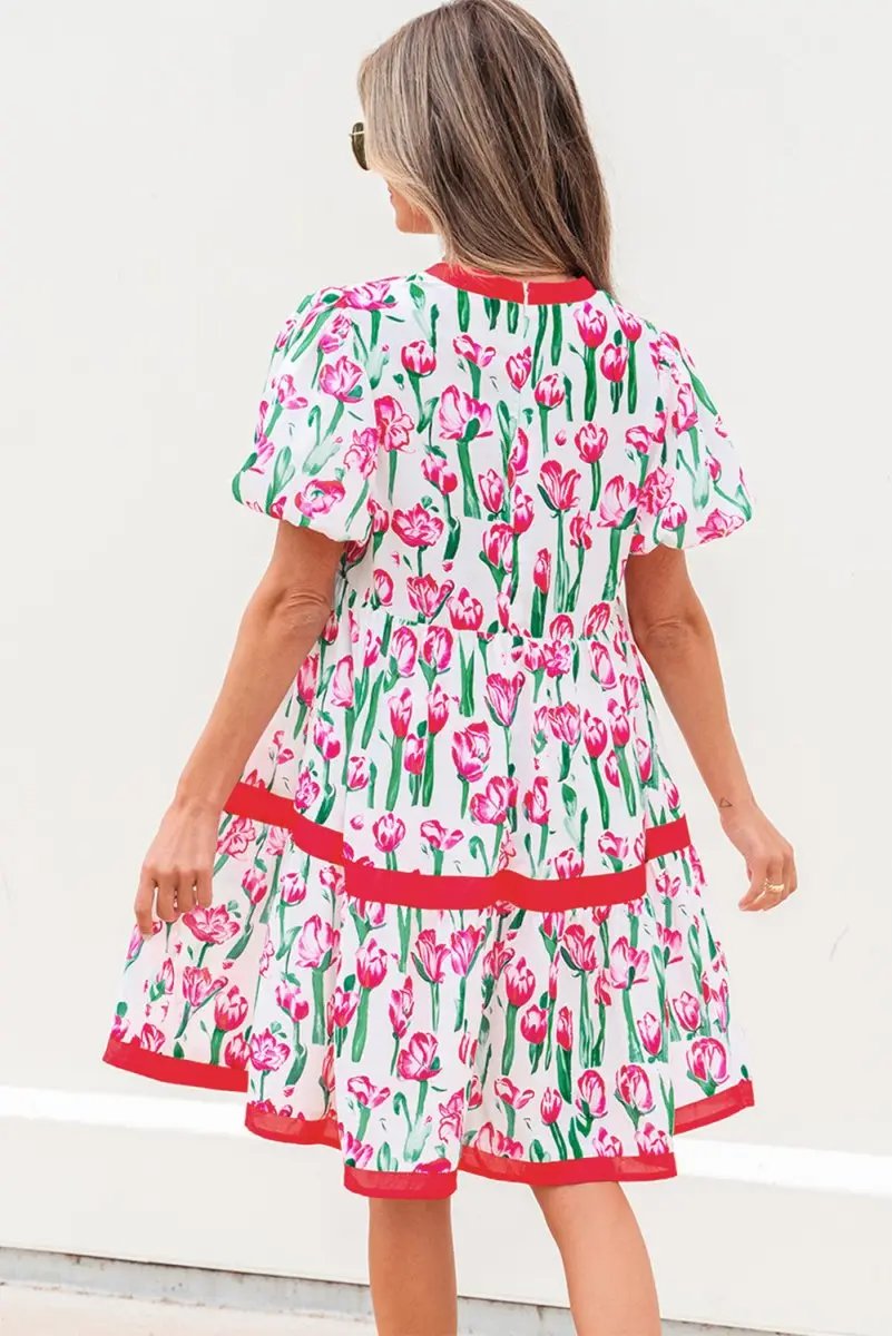 Jackets Love Salve Pink Floral Babydoll Dress Women's Summer Casual V Neck Cute