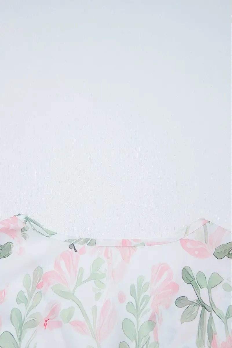 Accessories Love Salve Pink Floral Blouse Women's Summer Top V-Neck Peplum Puff Sleeve