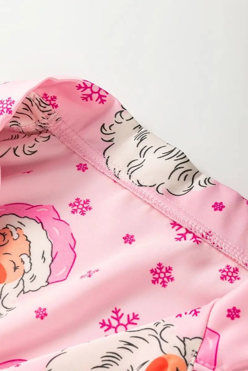 Pants Love Salve Pink Satin Pajamas Women's Christmas Loungewear Set - Soft & Comfy