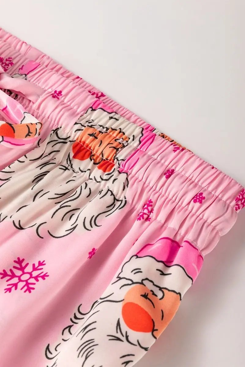 Pants Love Salve Pink Satin Pajamas Women's Christmas Loungewear Set - Soft & Comfy