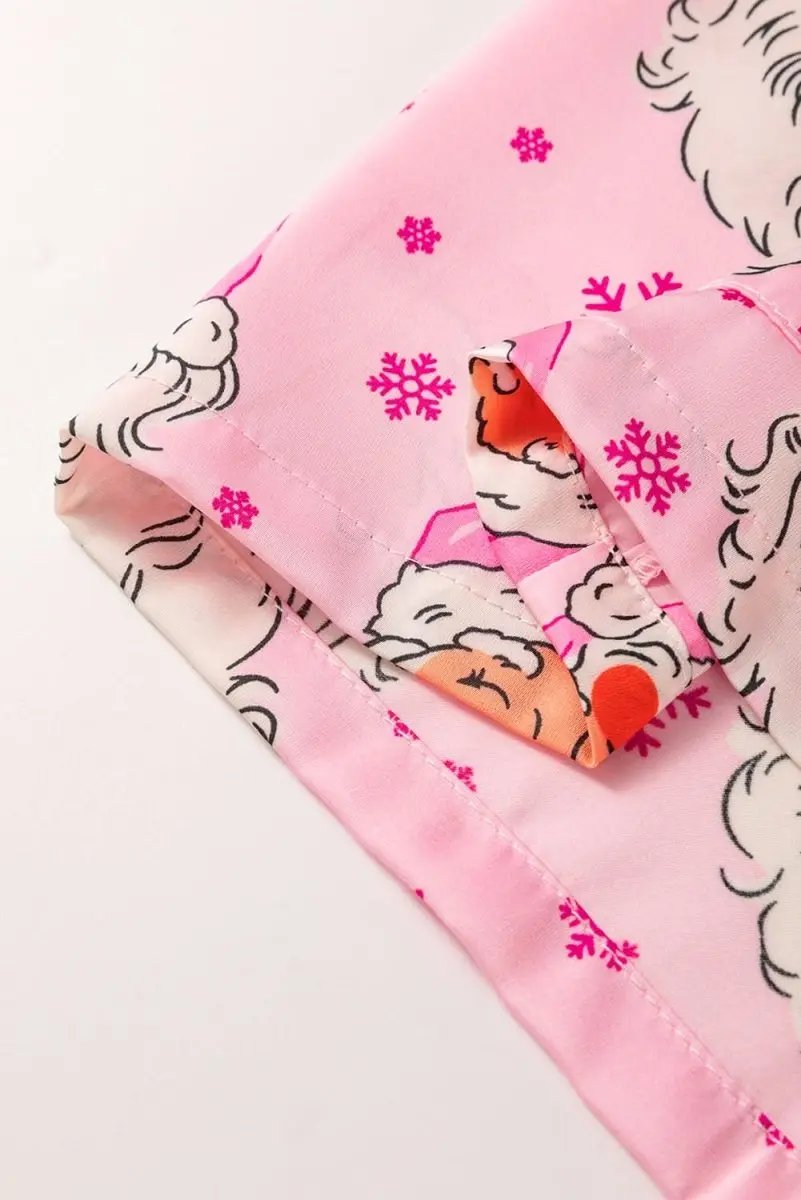 Pants Love Salve Pink Satin Pajamas Women's Christmas Loungewear Set - Soft & Comfy