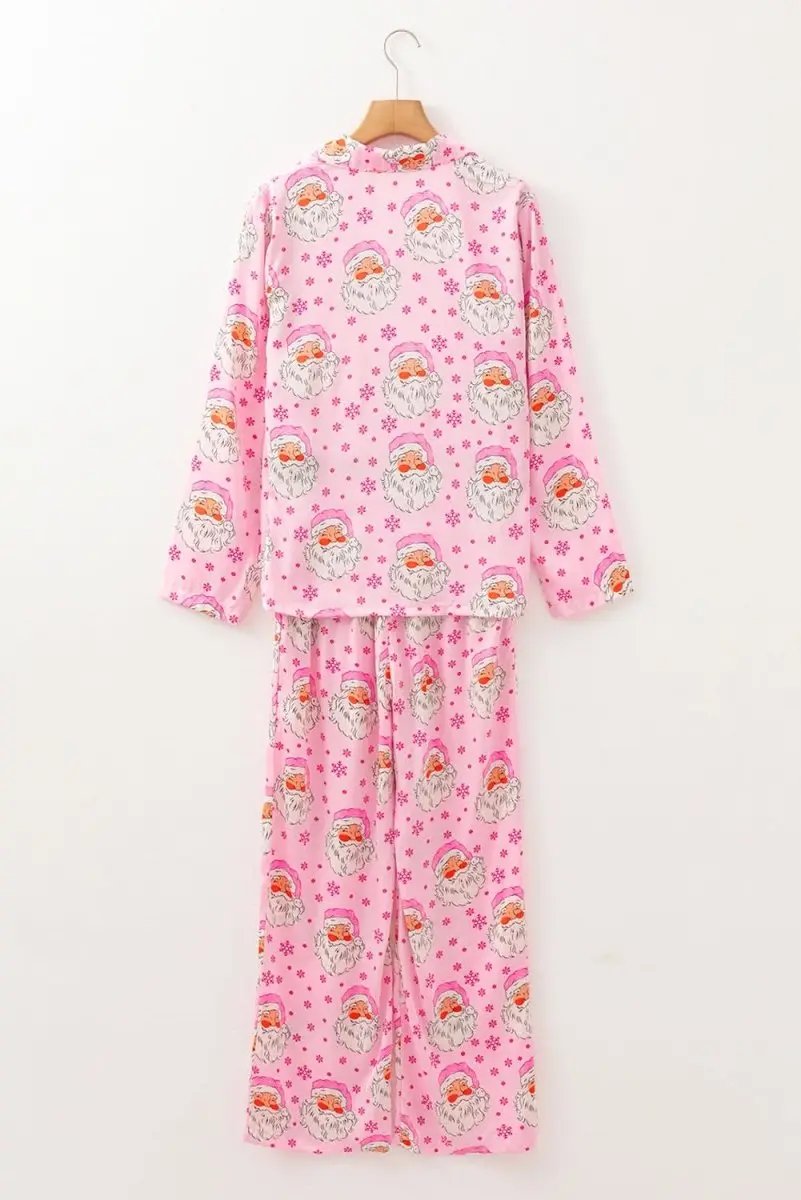 Pants Love Salve Pink Satin Pajamas Women's Christmas Loungewear Set - Soft & Comfy