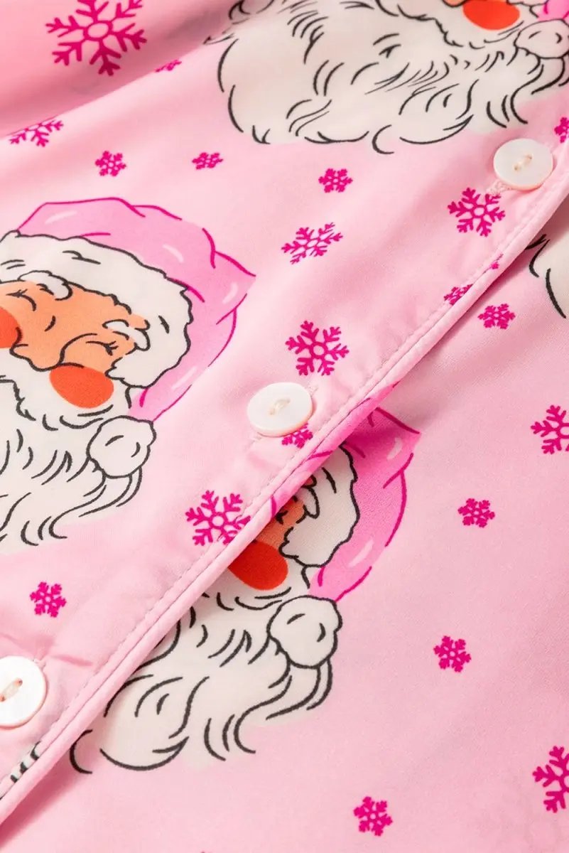 Pants Love Salve Pink Satin Pajamas Women's Christmas Loungewear Set - Soft & Comfy