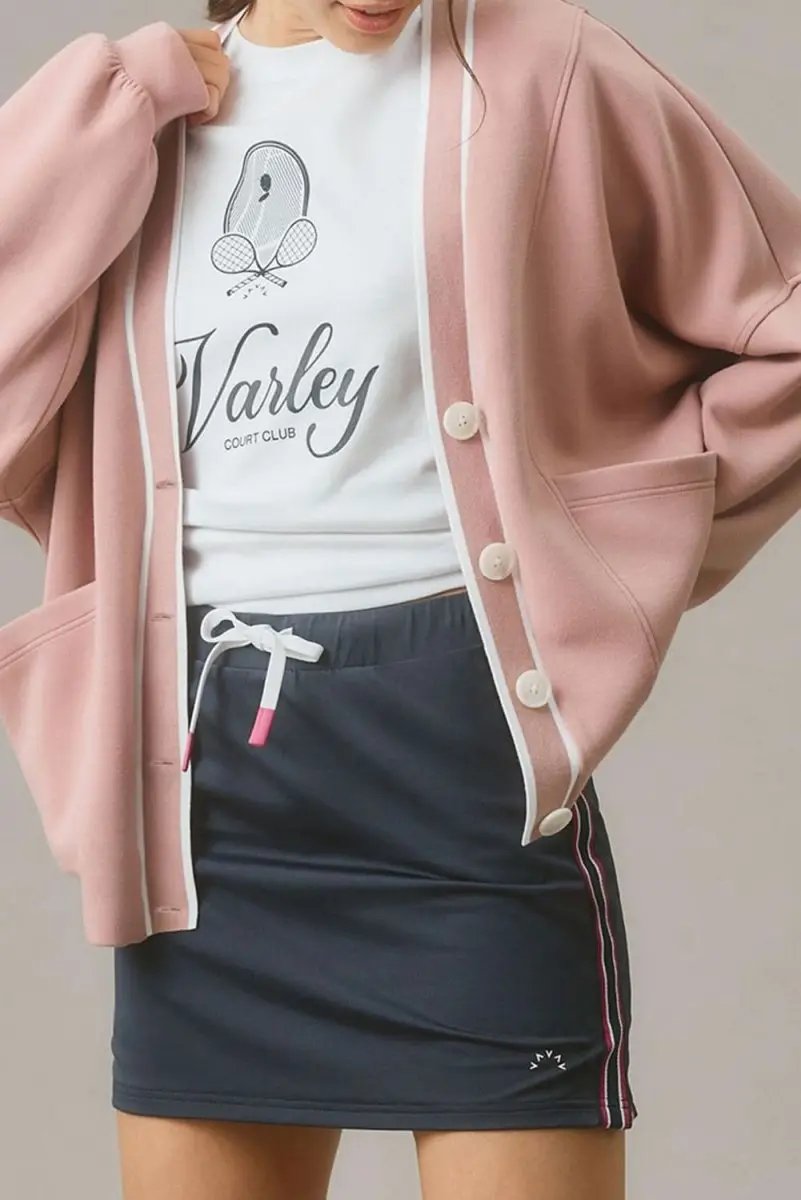 Sweaters Love Salve Pink Striped Cardigan Women's Daily Wear Knitwear: Oversized & Pockets