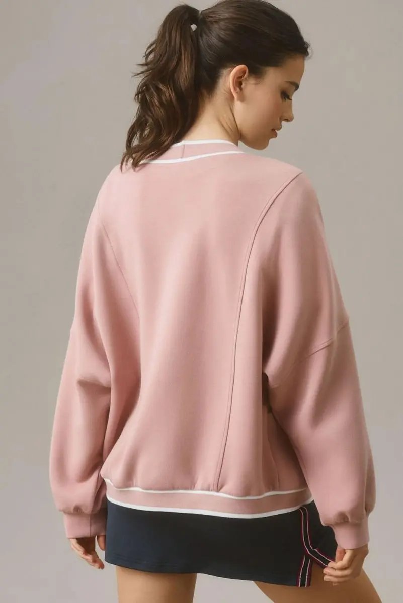 Sweaters Love Salve Pink Striped Cardigan Women's Daily Wear Knitwear: Oversized & Pockets